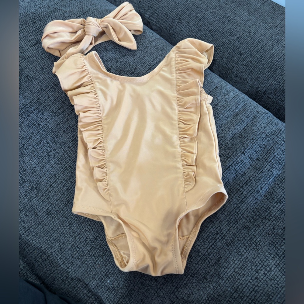 Kate Quinn Tan Ruffled One Piece Swimsuit - Picture 2 of 2
